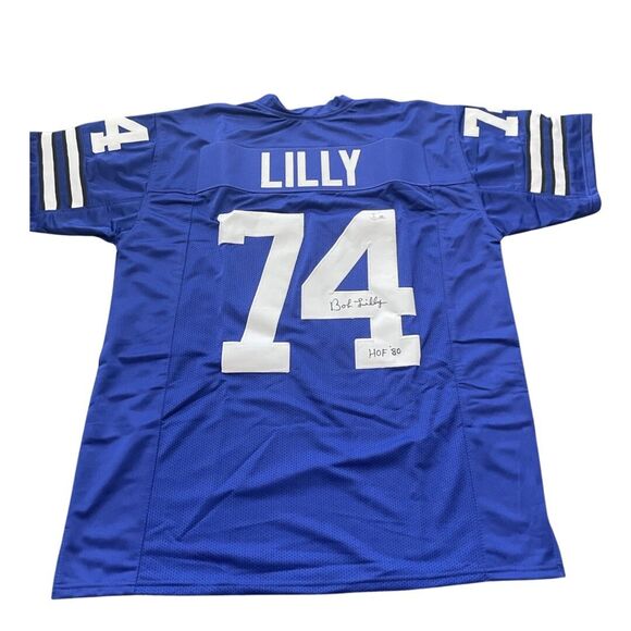 BOB LILLY HOF '80 Autographed Blue Jersey Mr. Cowboy Dallas Cowboys Beckett COA - Picture 11 of 12